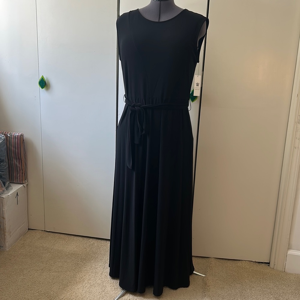 NWT CHAUS BLACK JERSEY MAXI DRESS SZ L